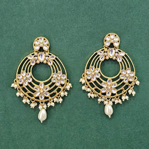 Boucles d'oreilles de lustre plaqué or classique antique Boucles d'oreilles créoles à la mode - Product Image 6