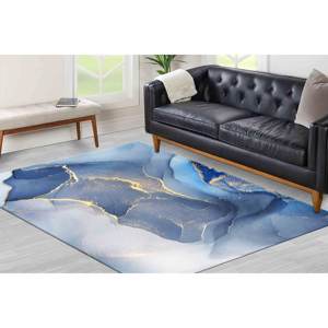 Blue Marble <b>Rug</b>: Soft Non-Slip Accent Carpet,<b>Chenille</b> <b>Rug</b> - Product Image 5