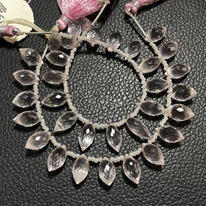 Quartz rose facettes Fat Marquise forme Briolette perles pierre naturelle rose pour la fabrication de bijoux - Product Image 2