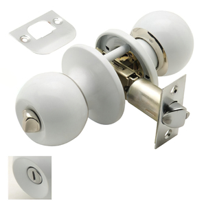 Maniglia per porta Wolfpack con serratura, bianca, per bagno - Product Image 1
