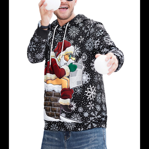 เสื้อสเวตเตอร์สวมหัวมีฮู้ดพิมพ์ลายลำลองสำหรับผู้ชายวัยรุ่นของขวัญแฟชั่นสไตล์คริสต์มาสสนุก - Product Image 3