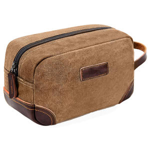 Trousse de toilette de voyage à fermeture éclair pour hommes Sac à cosmétiques en toile pliable de grande capacité avec poignée portable étanche - Product Image 2