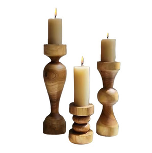 Portavelas de diseño de madera de calidad superior, accesorios decorativos de Color marrón, luz de vela, decoración de cena - Product Image 4
