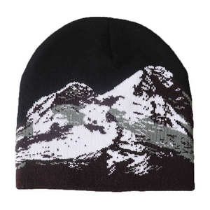 Bonnets personnalisés pour hommes noir hiver Slouchy Skull 100% acrylique tricot chaud Bonnet avec logo pour hommes et femmes Bonnets - Product Image 6