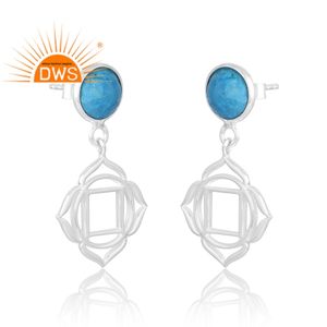 Dernière vente de boucles d'oreilles en argent sterling 925 avec pierres précieuses en turquoise naturelle Fabricant de bijoux personnalisés - Product Image 3