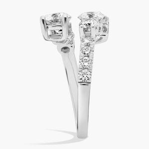 Bague enveloppante de luxe en or blanc 18 carats avec diamants de laboratoire pour femme, coupe ronde, manchette ouverte, bague éternité, diamant moissanite, ajustable - Product Image 3