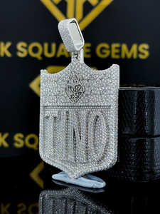 Pendentif logo personnalisé, pendentif logo en moissanite glacé, pendentif logo hip hop pour homme, diamants en moissanite, bijoux de rappeur personnalisés - Product Image 2