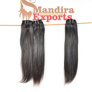 ผมตรงยาวสีดำนุ่มสลวย100% ผมคนอินเดียแบบมัดผมสไตล์ลอนแบบหลวม - Product Image 4