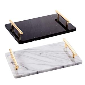 Plateau rectangulaire en marbre Plateau de service décoratif élégant pour table à manger Organisateur de vanité de cuisine Affichage moderne - Product Image 6