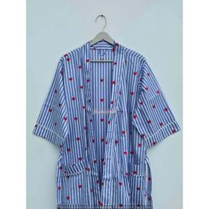 Kimono de algodón rosa con estampado a mano, protector de traje de baño estilo indio para la playa - Product Image 5