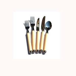 Cadeau de mariage polonais miroir argenterie de haute qualité avec poignée à la mode en os plat épais ensemble de serveurs à salade moderne - Product Image 1