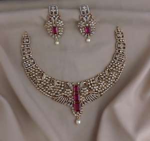 Conjunto de collar con acabado mate CZ, último diseño único, complementa tanto el uso étnico como el moderno, perfecto para fiestas, Navidad - Product Image 3