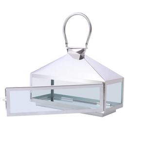 Navidad Rectangular 3 pilares Acero inoxidable Metal hecho a mano estilo clásico brillante pulido portavelas linternas boda - Product Image 5