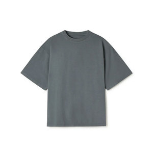 300gsm pesado grueso manga corta Camiseta Color sólido Streetwear de gran tamaño Casual verano camiseta negra - Product Image 5