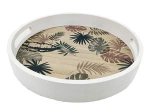 Plateau rond en bois artisanal de qualité supérieure, design de découpage, plateau de service décoratif pour table basse, décoration d'intérieur, accessoire de cuisine - Product Image 3