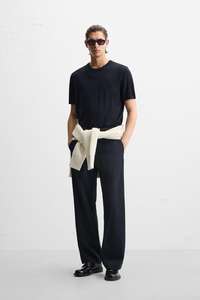 Men's Solid <b>Sleeveless</b> <b>Sweater</b> Knitwear with Striped Design - Product Image 3