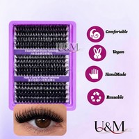 Kit d'extensions de cils DIY transfrontalier 60D 80D 100D, faux cils en grappe naturels, volumineux et bouclés