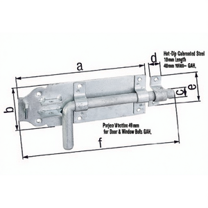 Hot-Dip Galvanized Steel Bolt <b>Latch</b> 180mm Length 70mm Width 49mm Projection for Door & <b>Window</b> Bolts GAH - Product Image 3