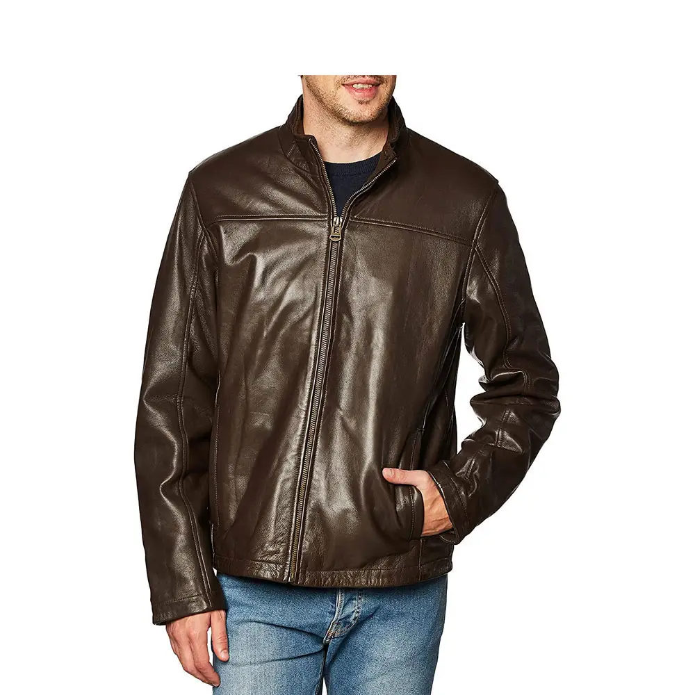 Veste en cuir de vachette pour hommes, nouveau modèle de logo en côtes, manteau en cuir pour hommes