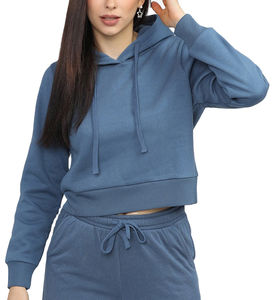 À la mode femmes hiver décontracté coton à capuche solide rose haut court broderie doublé col à capuche avant Anti-rides soie matériel - Product Image 1