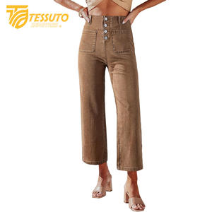 Pantalon cargo taille haute pour femme Jeans en denim taille haute élégants - Product Image 6