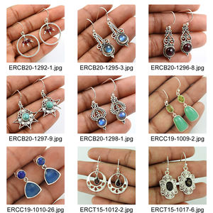 Look extrême 925 argent Sterling grenat naturel pierres précieuses boucles d'oreilles à la mode bijoux faits à la main en gros prix d'usine fournisseurs en vrac - Product Image 5