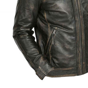 Veste en cuir pour homme de haute qualité à col montant avec logo sur le devant, coupe-vent d'hiver, personnalisable, vente chaude - Product Image 4