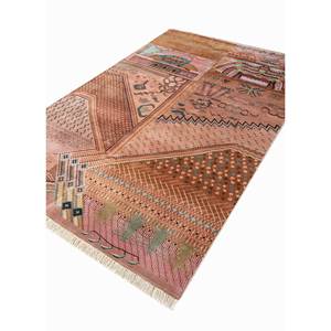 พรมขนสัตว์และไหมไผ่ถักมือขนาดใหญ่ Freedom Manchaha ลายปะติดสีแดงส้ม สำหรับบ้าน ห้องนอน ทางเดิน-Luv-547 - Product Image 2