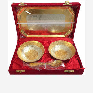 New High Selling 4 Inch Gold-<b>Silver</b> Plated Lotus Cut Serving <b>Bowl</b>, Decorative Brass <b>Bowl</b> for Gift Return Gifts for Wedding Decor - Product Image 2