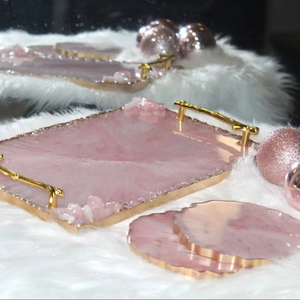 Bandeja de Resina Hecha a Mano de Alta Calidad, Diseño Personalizable, Patrón Floral, Elegante Organizador de Cocina para Servir Aperitivos y Bebidas, Incluye - Product Image 1