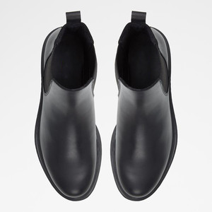 2024 usine personnalisé dames élégant en cuir noir Chelsea bottes Simple talon bas semelle épaisse automne femmes tirer sur extensible - Product Image 2