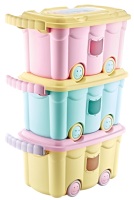 Afossa 50L Rectangulaire Empilable à Roulettes en PP Moulé par Injection Écologique Robuste Moderne Multifonctionnel pour Rangement de Jouets Familial