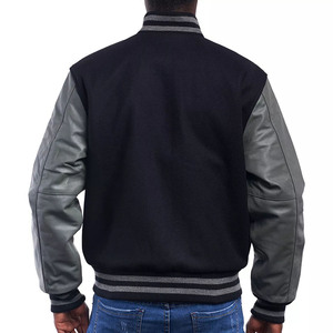 2025 hecho a medida con tela duradera de alta calidad y mangas de cuero de retazos de talla grande CollegeBaseballjacket para hombres - Product Image 2