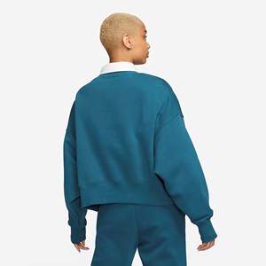 Sudadera corta azul azulado con dobladillo y puños acanalados, 70% algodón, 30% poliéster reciclado - Product Image 2