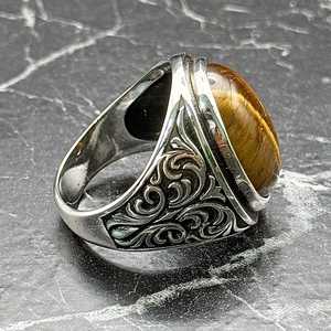 Handmade Turkish Ottoman <b>Ring</b> <b>Set</b> for Men Vintage Artisan Stainless Steel Sterling <b>Silver</b> Tiger Eye <b>Ring</b> Ottoman Jewelry - Product Image 5