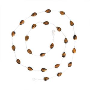 925 Sterling Tiger Eye Choker Collier Vintage Double Couche Lunette Bijoux avec Zircon Pierre Principale De La Collection - Product Image 4