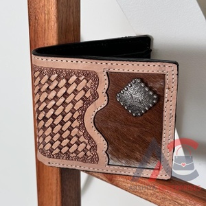 Cartera de piel de vaca para hombre, billetera de piel de vaca con cremallera larga, a la moda, de Color marrón, para regalo - Product Image 1