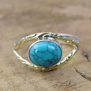 Anillo de Plata de Ley 925 hecho a mano, piedra preciosa turquesa Natural, corte ovalado elegante sólido para fiestas, bodas, regalo de promesa, joyería - Product Image 2