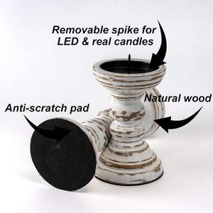 Bougeoirs en bois à finition vieillie |   Style vintage pour la maison - Product Image 4