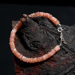 Natural Peach Moonstone Heishi Beads Tire Shape Gemstone Bracelet for Engagement Wedding Anniversary Jewelry Making Gift <b>Crafts</b> - Product Image 2