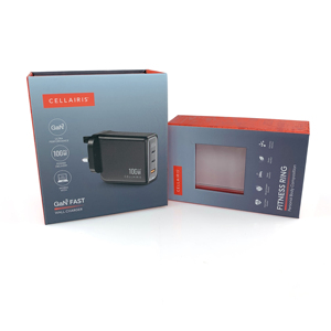 Tùy chỉnh cứng nhắc các tông lật sạc điện thoại di động hộp từ dữ liệu cáp USB Adapter giấy Bao bì hộp với cửa sổ rõ ràng hộp - Product Image 1