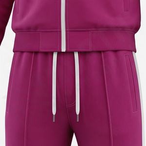 Conjunto Deportivo con Cremallera, Diseño Único, Manga Larga, Capucha, Cintura Elástica, Casual, Color Sólido, 100% Algodón, Transpirable y Ligero - Product Image 5