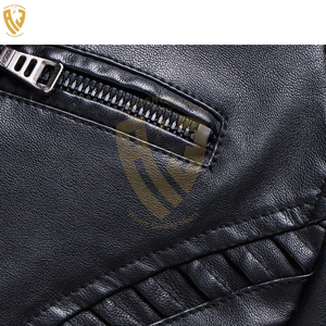 Veste en cuir d'hiver noire élégante pour hommes Logo personnalisé et marque de distributeur toutes tailles toile tissu avec fermeture éclair - Product Image 5