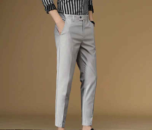 กางเกงทำงานขายาวสำหรับผู้ชายกางเกงผ้าคอตตอนขนาดใหญ่ขาบาน - Product Image 2