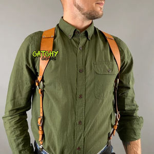 Bretelles en cuir réglables pour hommes, style unique et confort - Product Image 5