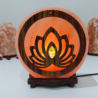 Lámpara de Sal del Himalaya al por Mayor con Base de Madera Tallada con Corte Láser 3D, Ecológica, Amor Feng Shui, Certificación ISO, Precio Directo de Fábrica
