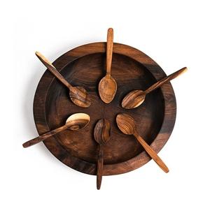 จานเสิร์ฟไม้วอลนัททำด้วยมือชุดรับประทานอาหารที่ทำจากไม้หรูหราสำหรับสองถึงหกคนทำด้วยมือ - Product Image 5