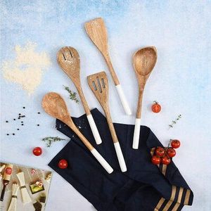 Juego de servidor de ensalada de madera rústica de granja, vajilla de decoración de Restaurante elegante para el hogar, cubiertos a bajo precio - Product Image 6