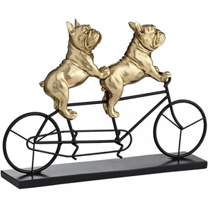 Objet décoratif pour la maison moderne Décoration de table personnalisée pour chiens de cyclisme Décoration de table pour amoureux des animaux en métal Plaques de couleur or - Product Image 6