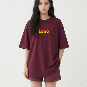 Camisetas de algodón 100% al por mayor para mujer, camisetas gráficas con logo, camisetas de color sólido para mujer, camisetas extragrandes para mujer - Product Image 1